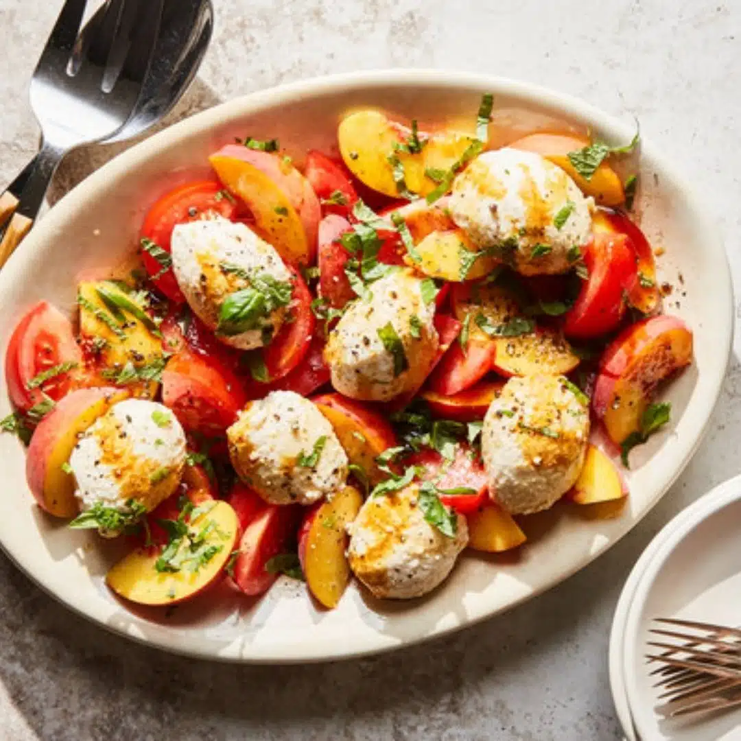 Peaches with sweet tofu