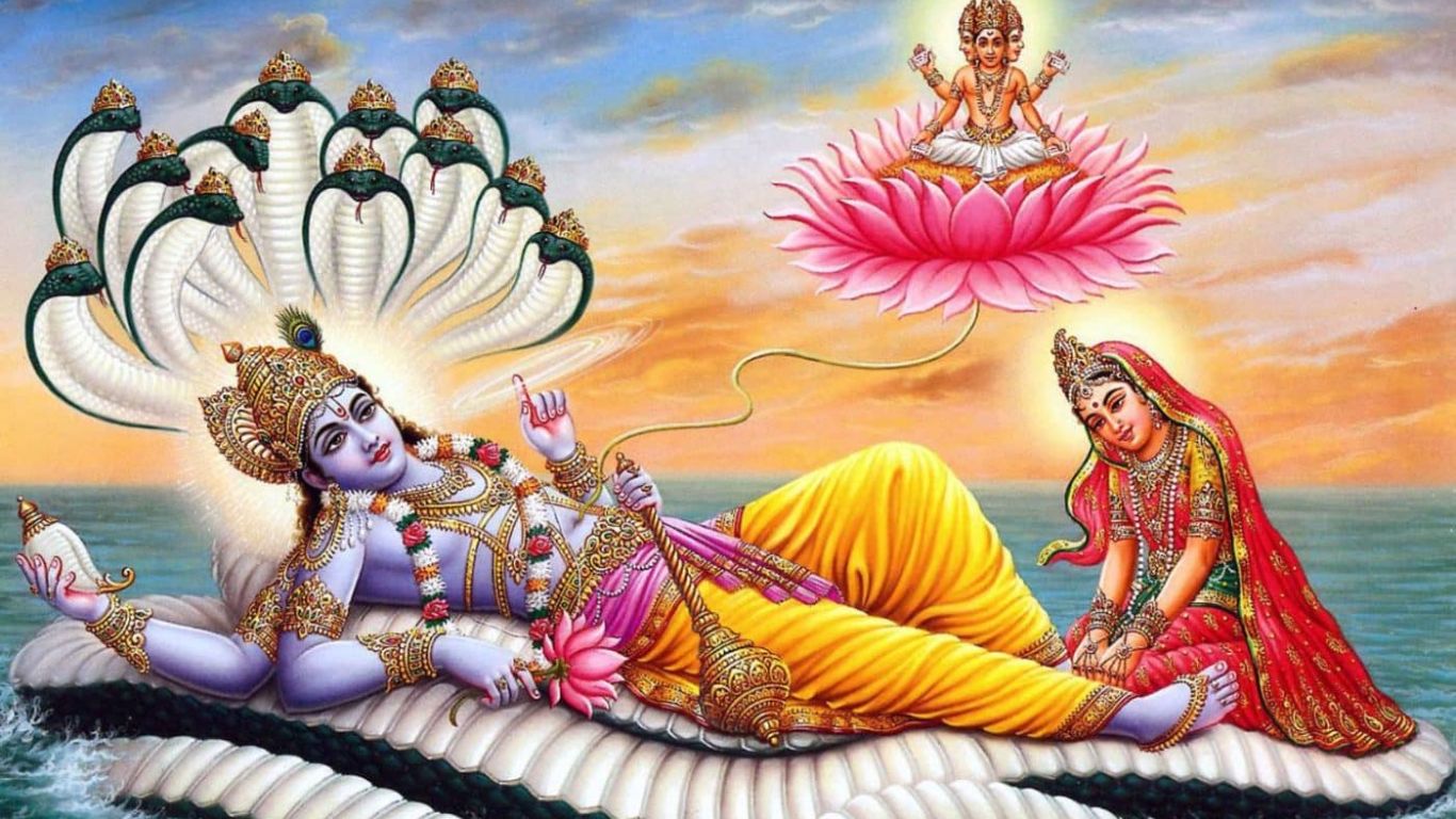 Ten avatars of Vishnu, including Rama and Krishna