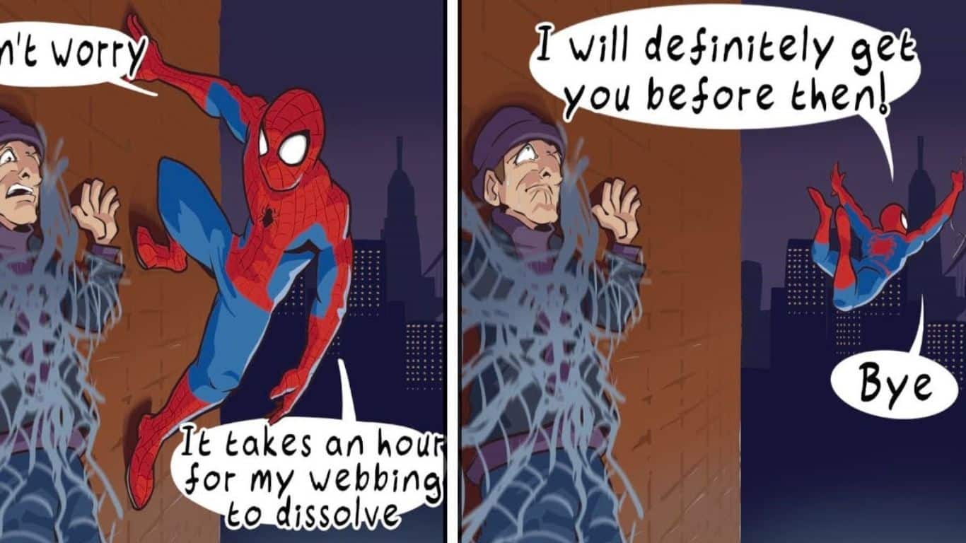 Webbing dissolves after a few hours