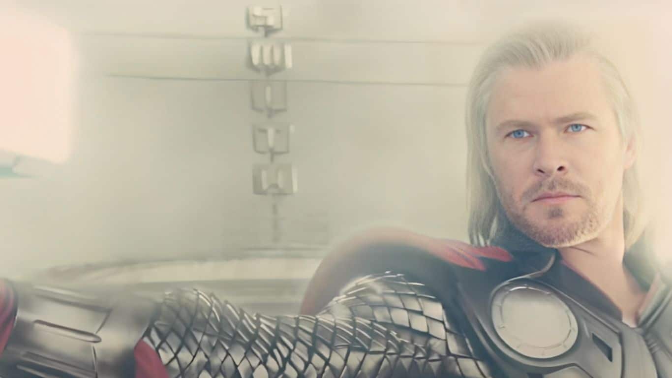 Thor donning his Asgardian armor