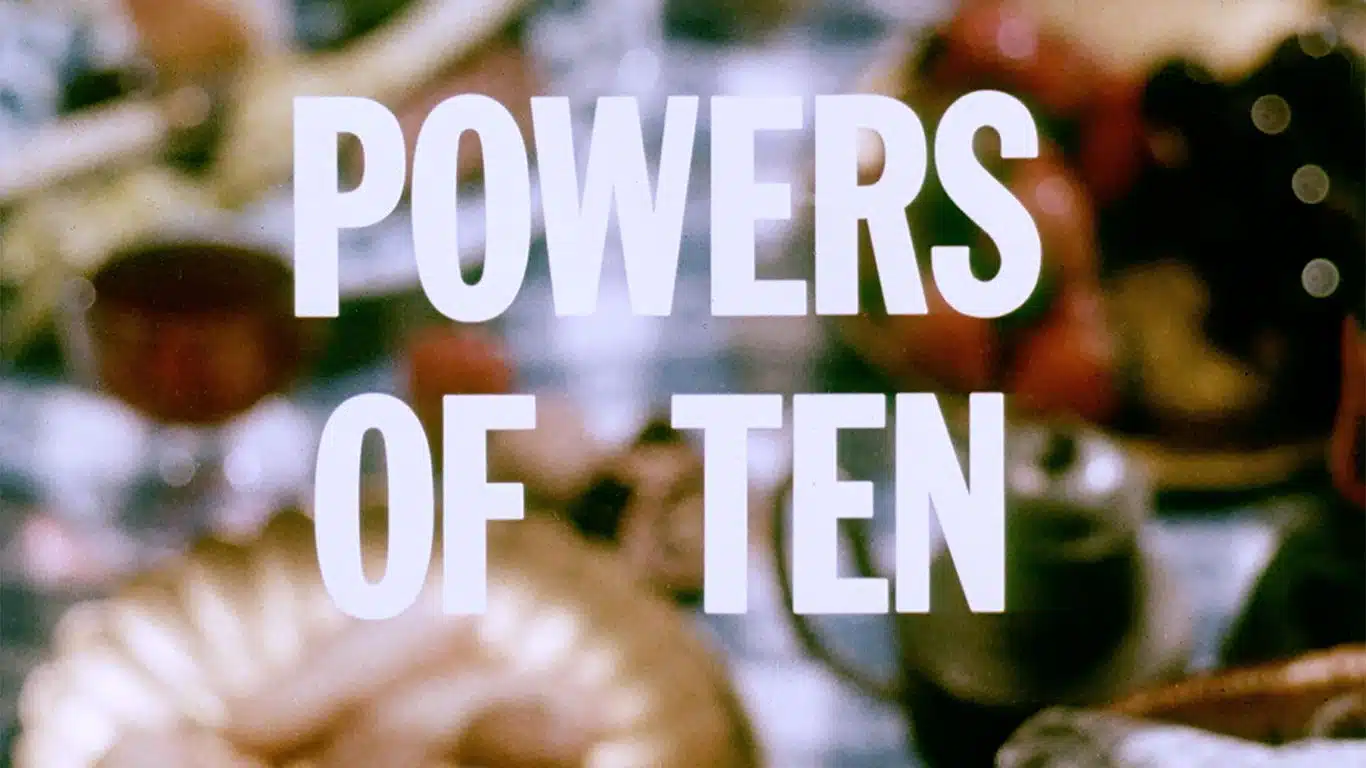Powers of Ten is a short documentary film created by the husband-and-wife design team, Charles and Ray Eames, (1977)