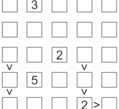 10 Puzzles That are Similar to Sudoku - Puzzle 5: Futoshiki