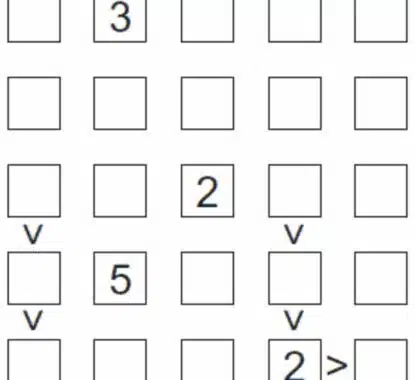 10 Puzzles That are Similar to Sudoku - Puzzle 5: Futoshiki