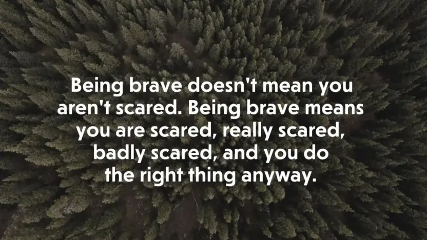 Being brave doesn’t mean you aren’t scared. Being brave means you are scared, really scared, badly scared, and you do the right thing anyway