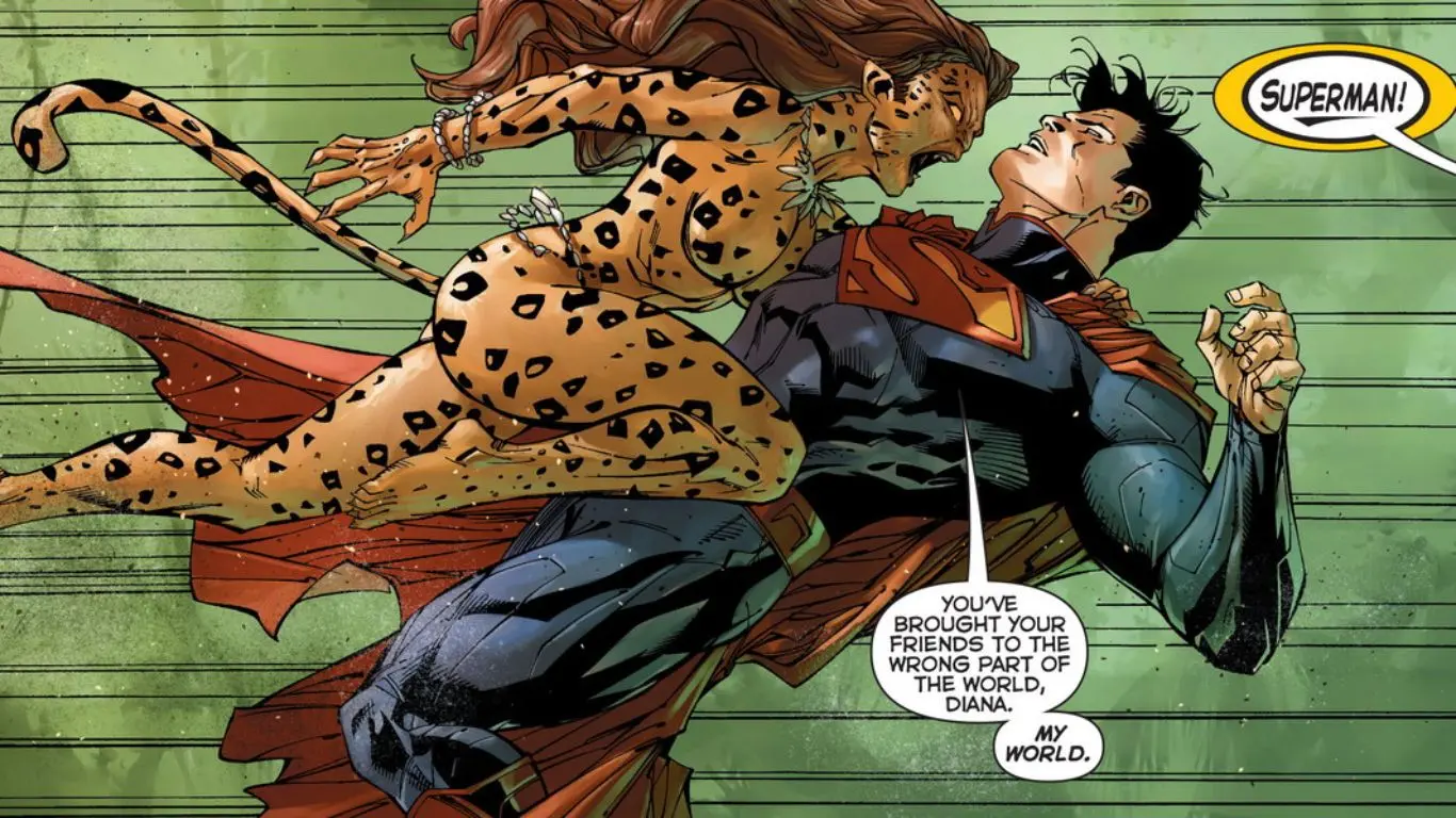 Superman transforms into a Cheetah ("JL #13 & #14")