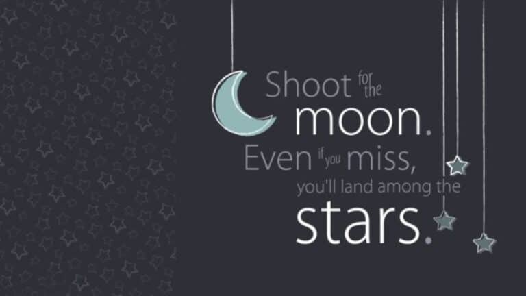 Shoot for the moon. Even if you miss you’ll land among the stars