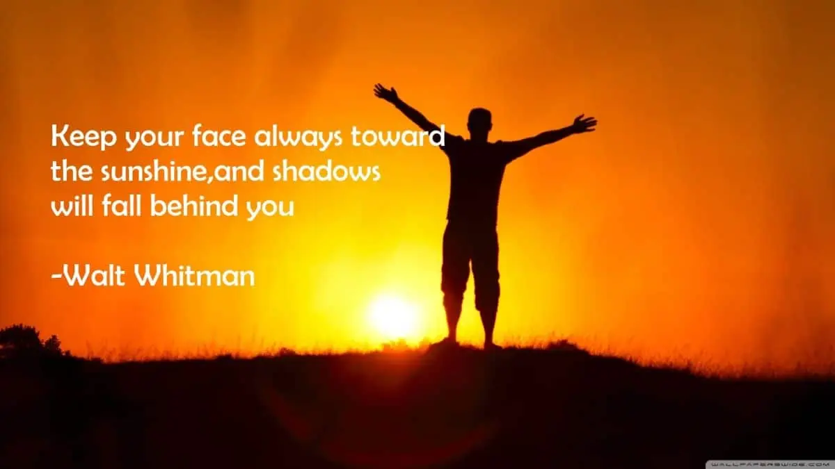 Keep your face always toward the sunshine, and shadows will fall behind you