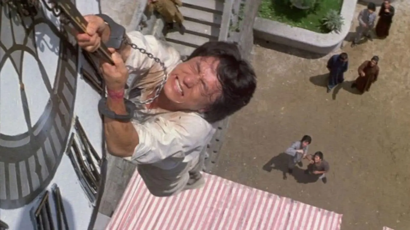Top 10 Stunts of Jackie Chan - Fall from a Clock Tower – Project A (1983)