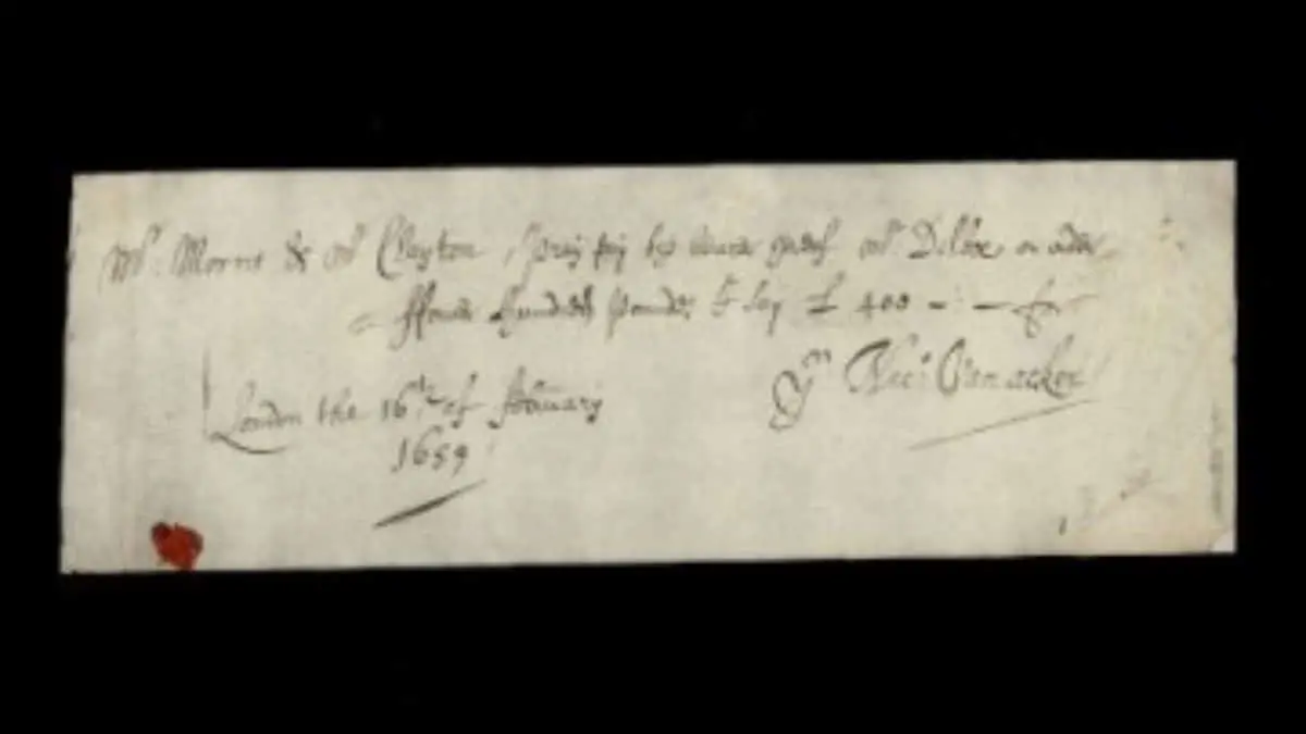 Major Historical Events on February 16- Today in History - 1659: First British Cheque