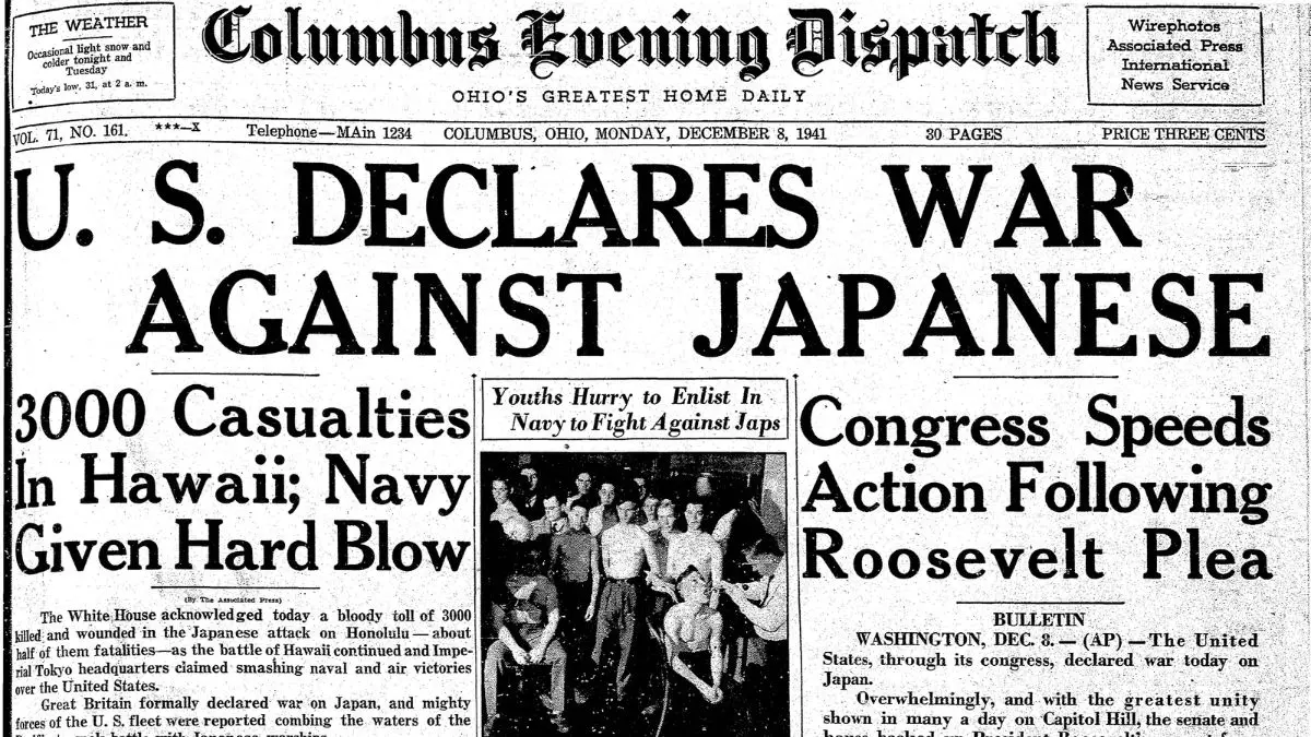 U.S. Declares War on Japan - 1941