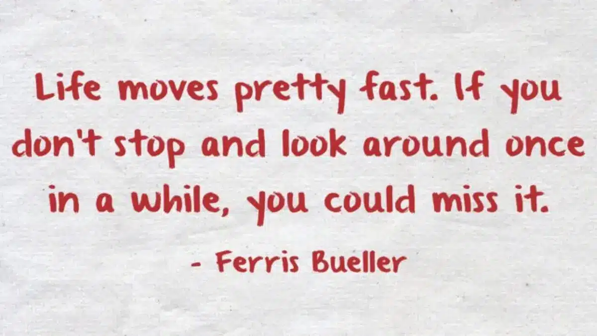 Life moves pretty fast. If you don’t stop and look around once in a while, you could miss it.
