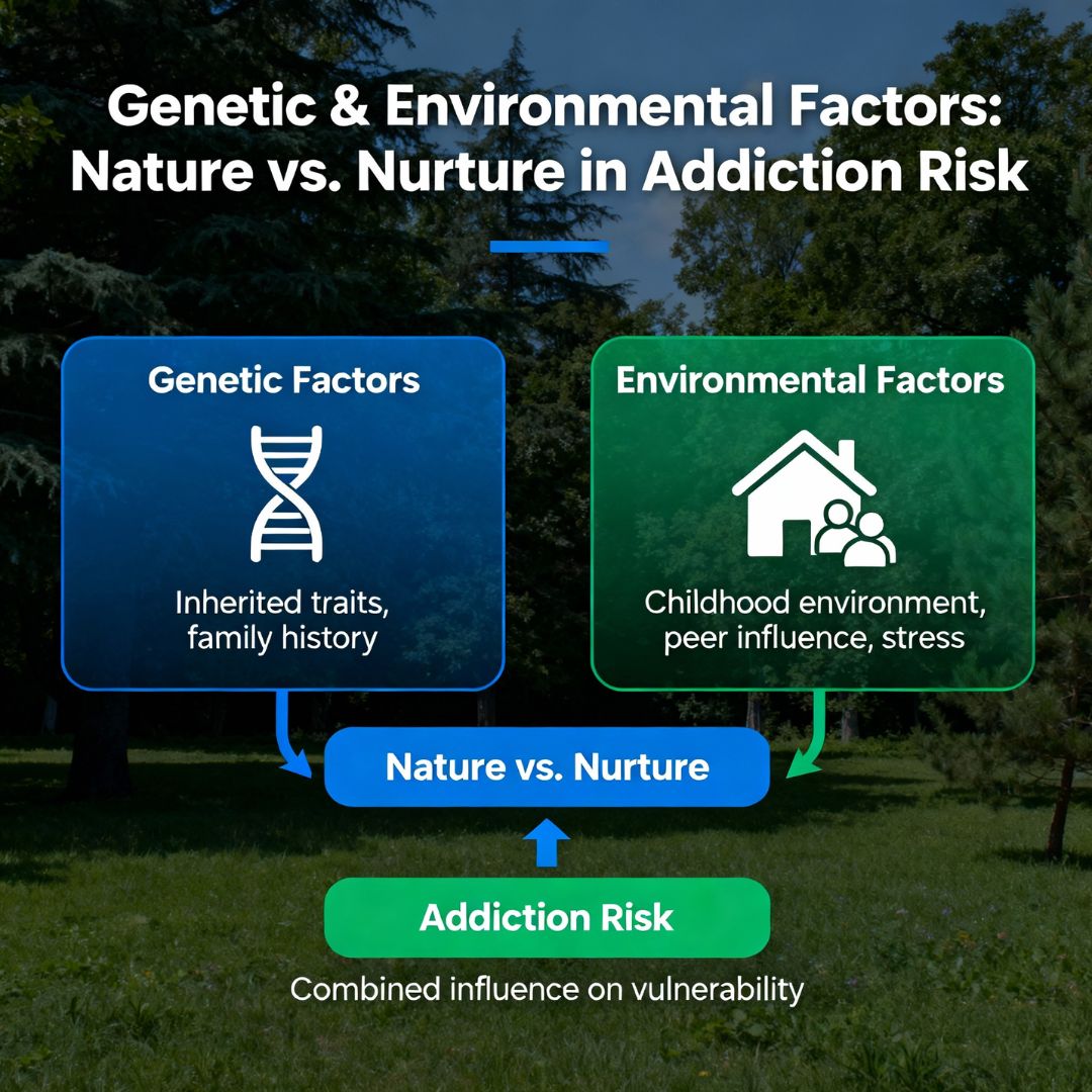 Genetic environmental factors nature nurture contributing to addiction risk and susceptibility - What Causes Addiction, and Why Is It So Hard to Treat?