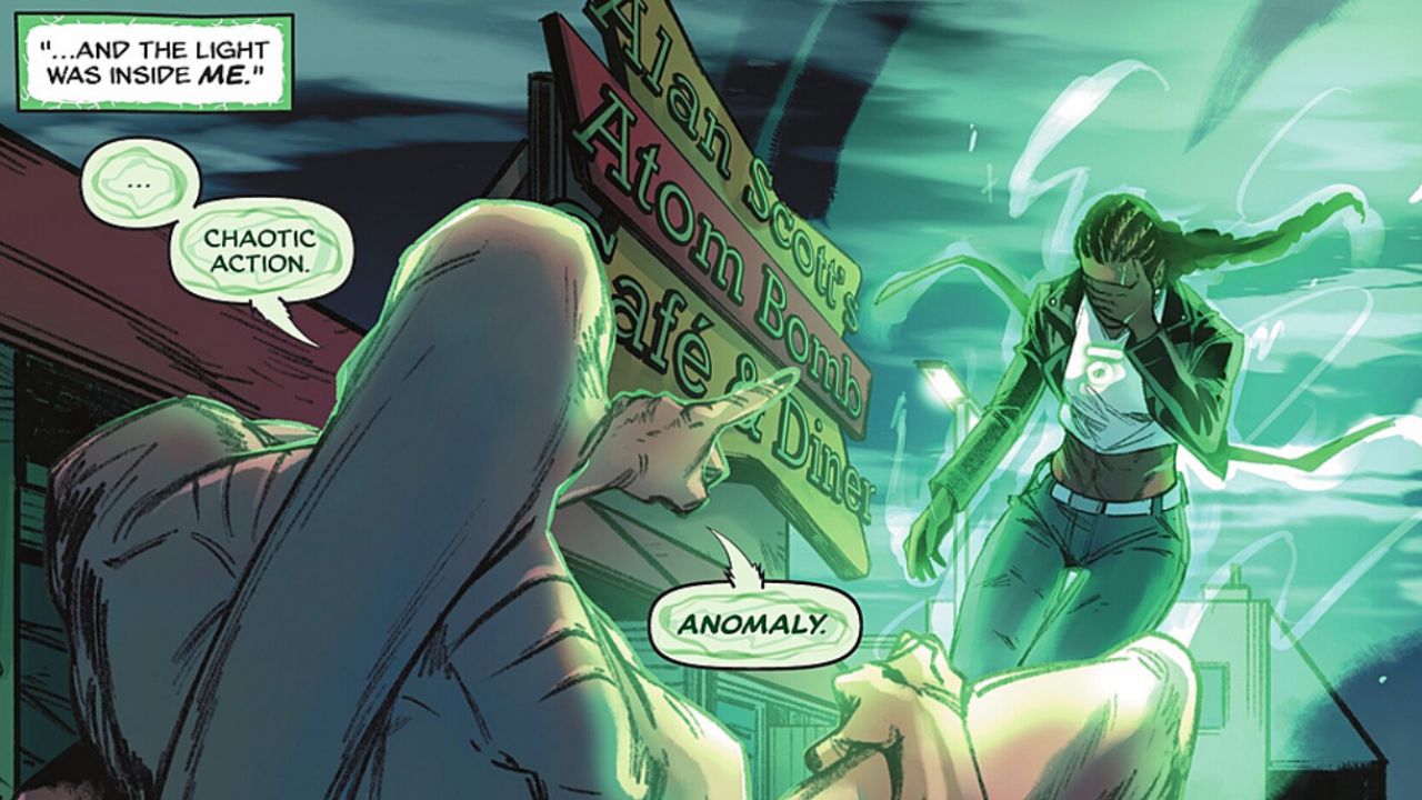 She uses her gold wedding ring - Absolute Green Lantern #4: The Truth About Evergreen and the Judgment of Oa