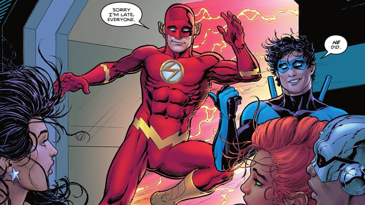 Wally West casually walks into the room - Down of DC Titans #2 Breakdown: Wally West’s Future Murder and the Rise of Brother Eternity