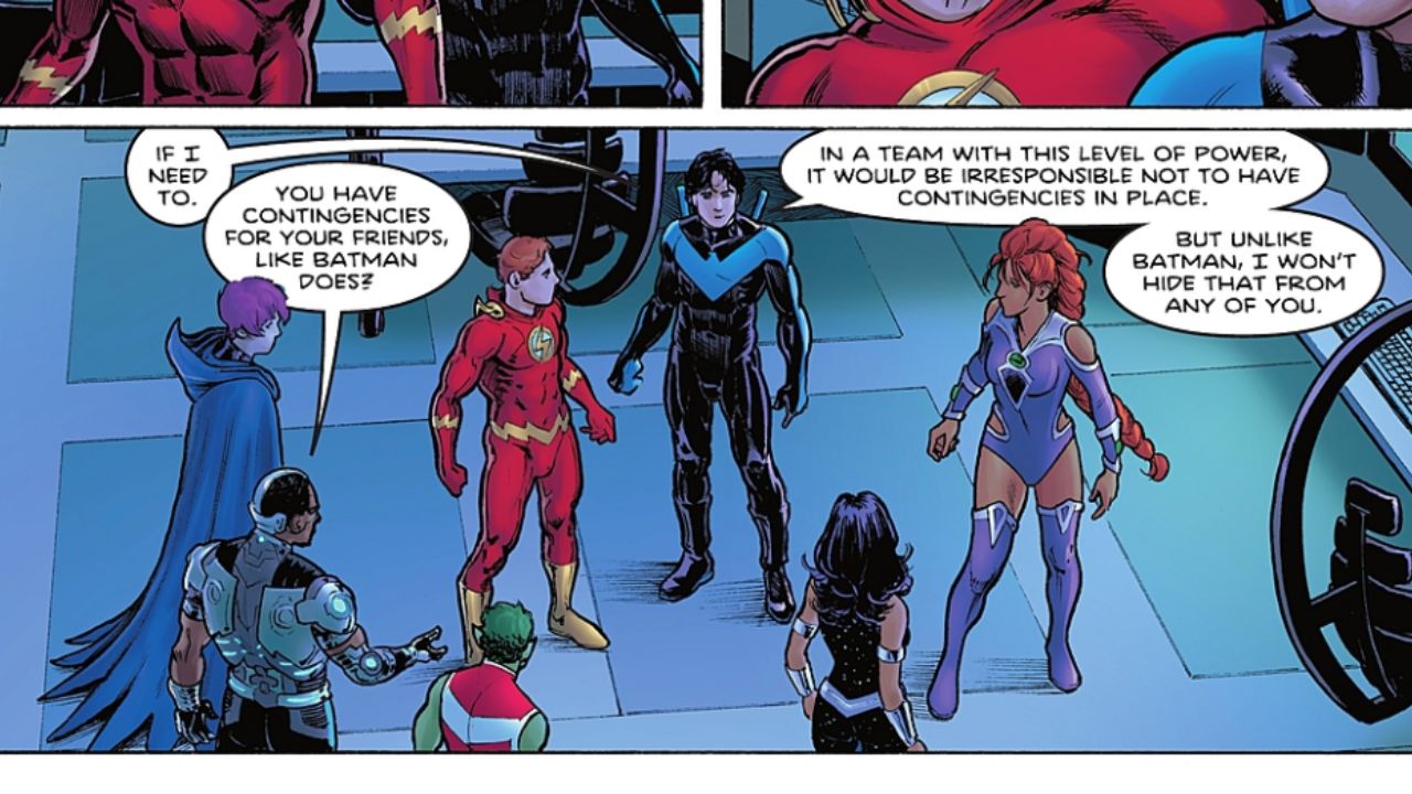 unlike Batman, Dick promises he will never hide those contingencies from his friends