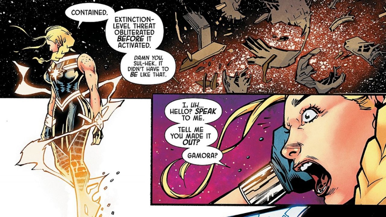 Carol Danvers goes Binary, unleashing her full cosmic power to destroy the Wrath of Pama.