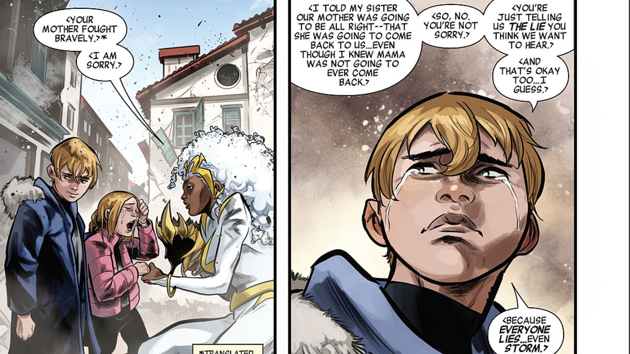 Storm meets with the surviving children, Ekaitz and his sister