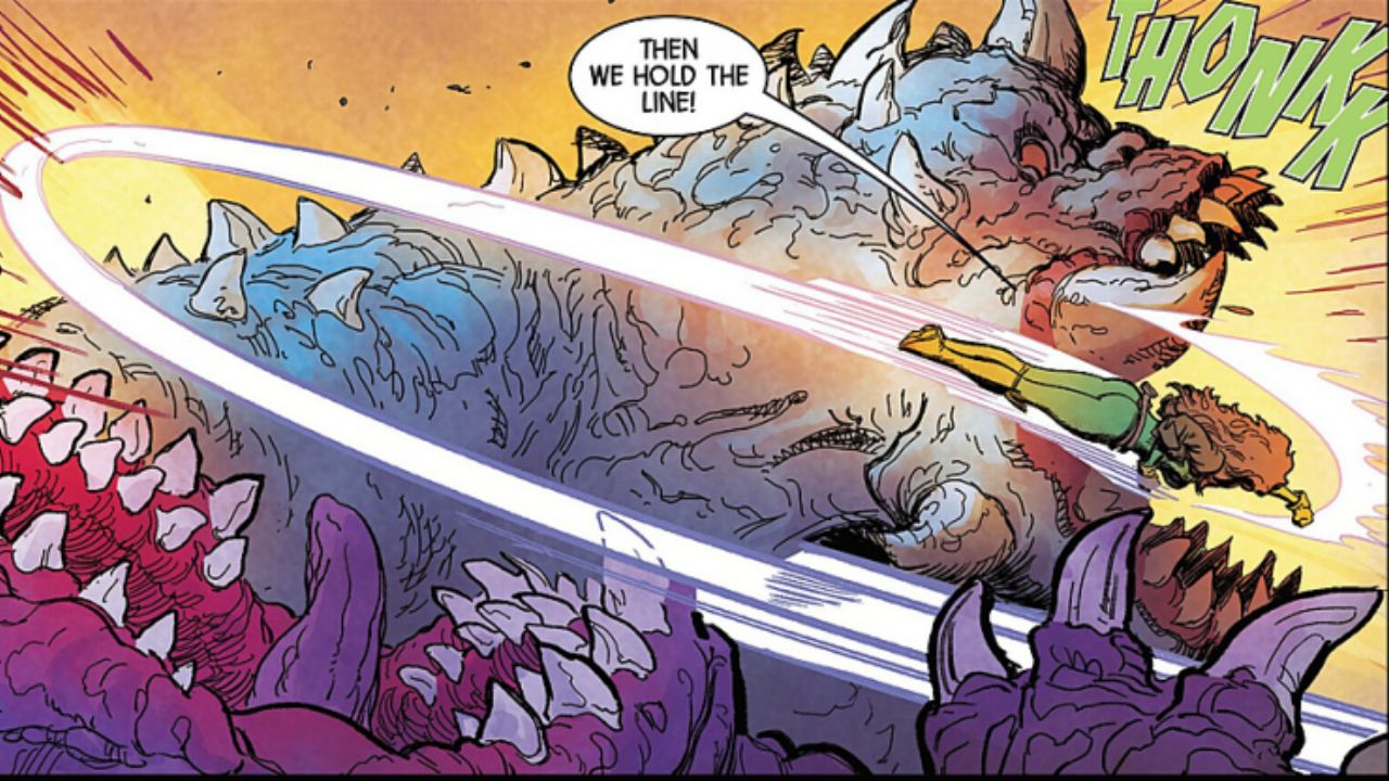 X-Men—Rogue, Gambit, Nightcrawler, and Jubilee—are struggling to hold the line at Haven House