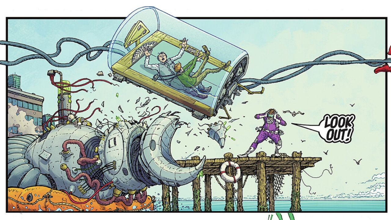 Daily Planet newsroom where Perry and Jimmy are still arguing